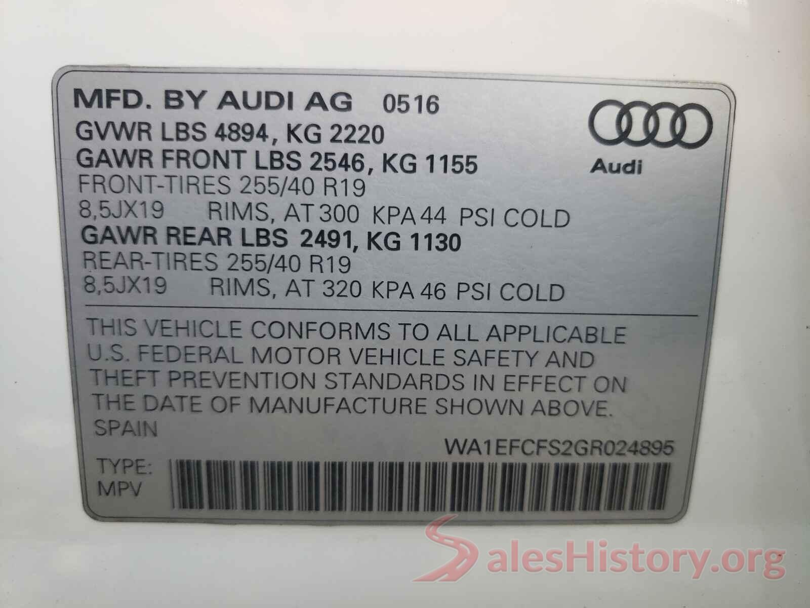 WA1EFCFS2GR024895 2016 AUDI Q3