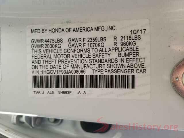 1HGCV1F93JA008066 2018 HONDA ACCORD