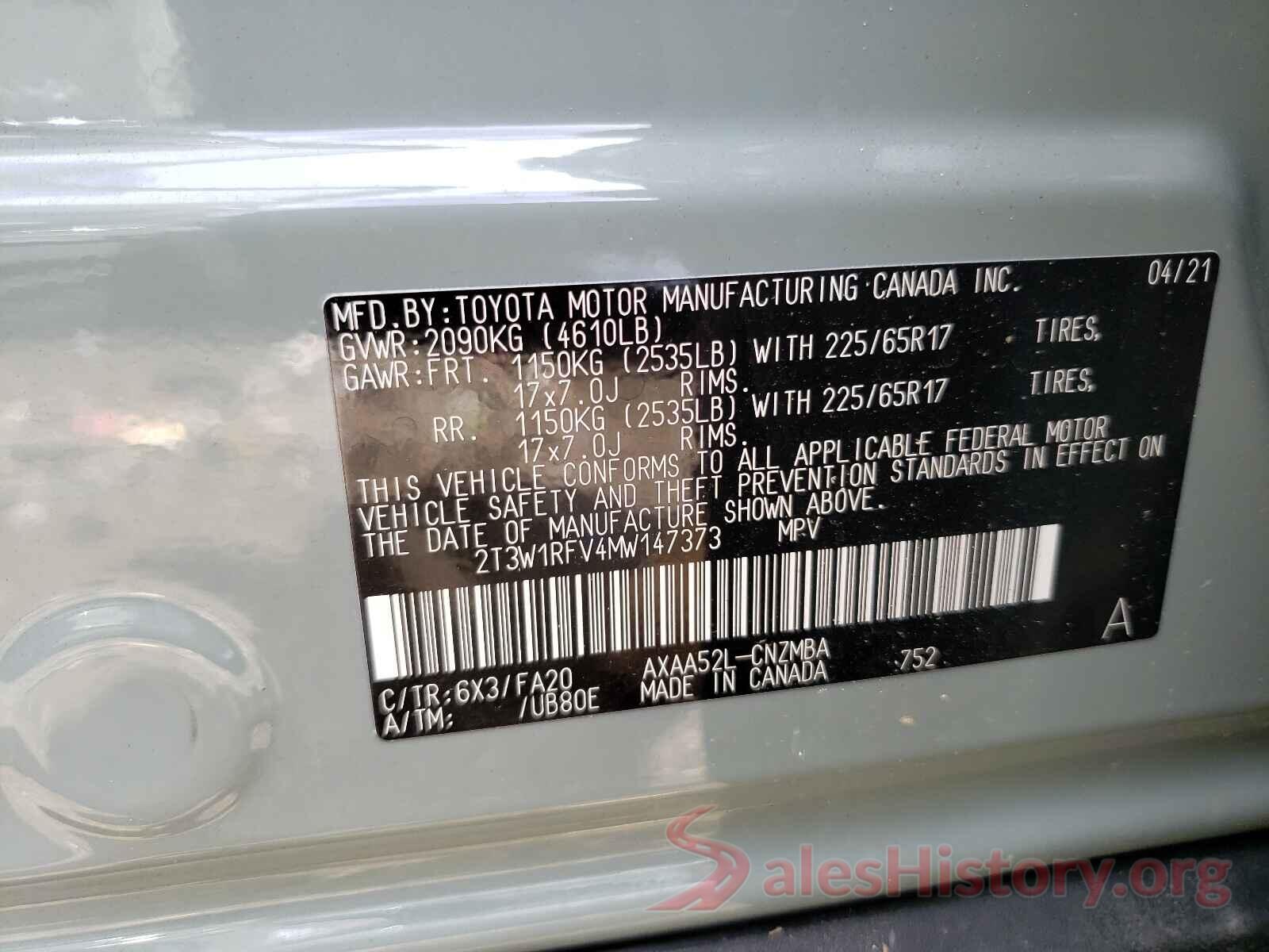 2T3W1RFV4MW147373 2021 TOYOTA RAV4