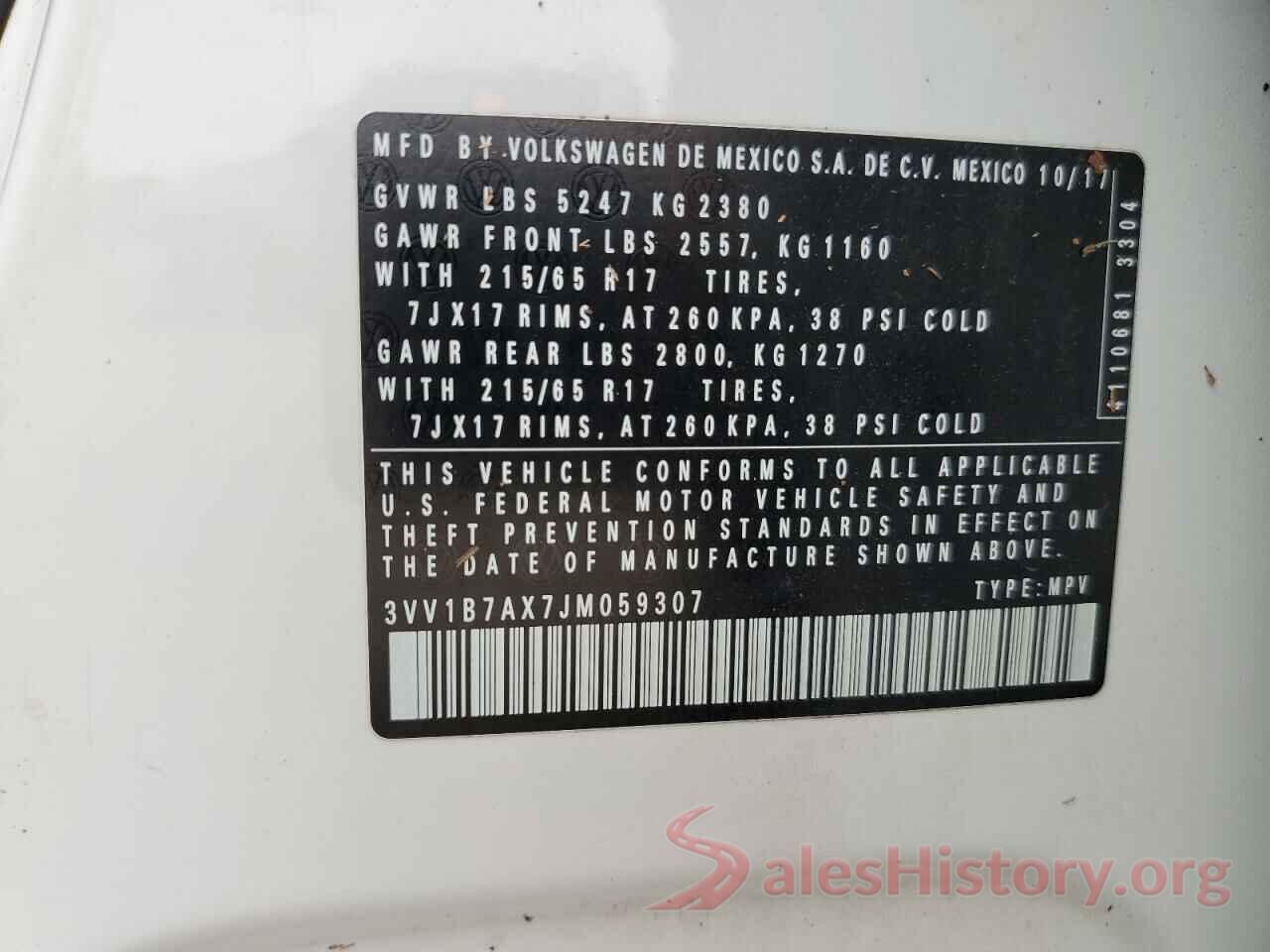 3VV1B7AX7JM059307 2018 VOLKSWAGEN TIGUAN