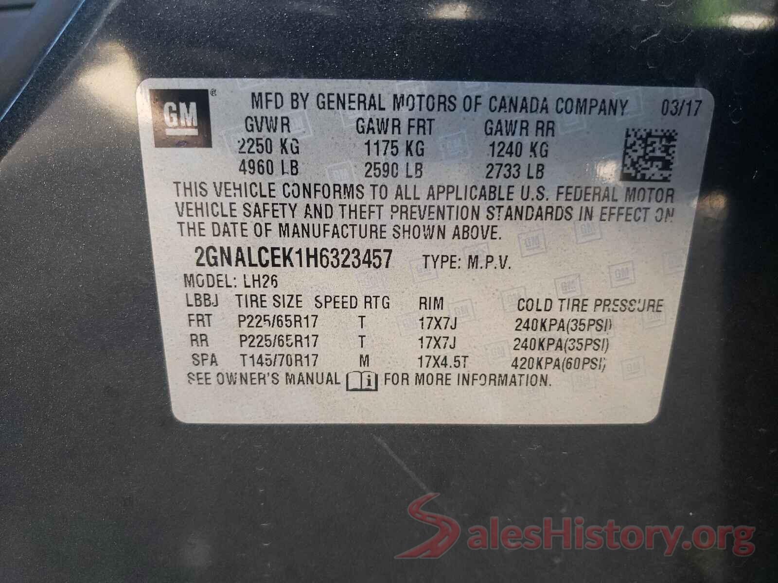 2GNALCEK1H6323457 2017 CHEVROLET EQUINOX