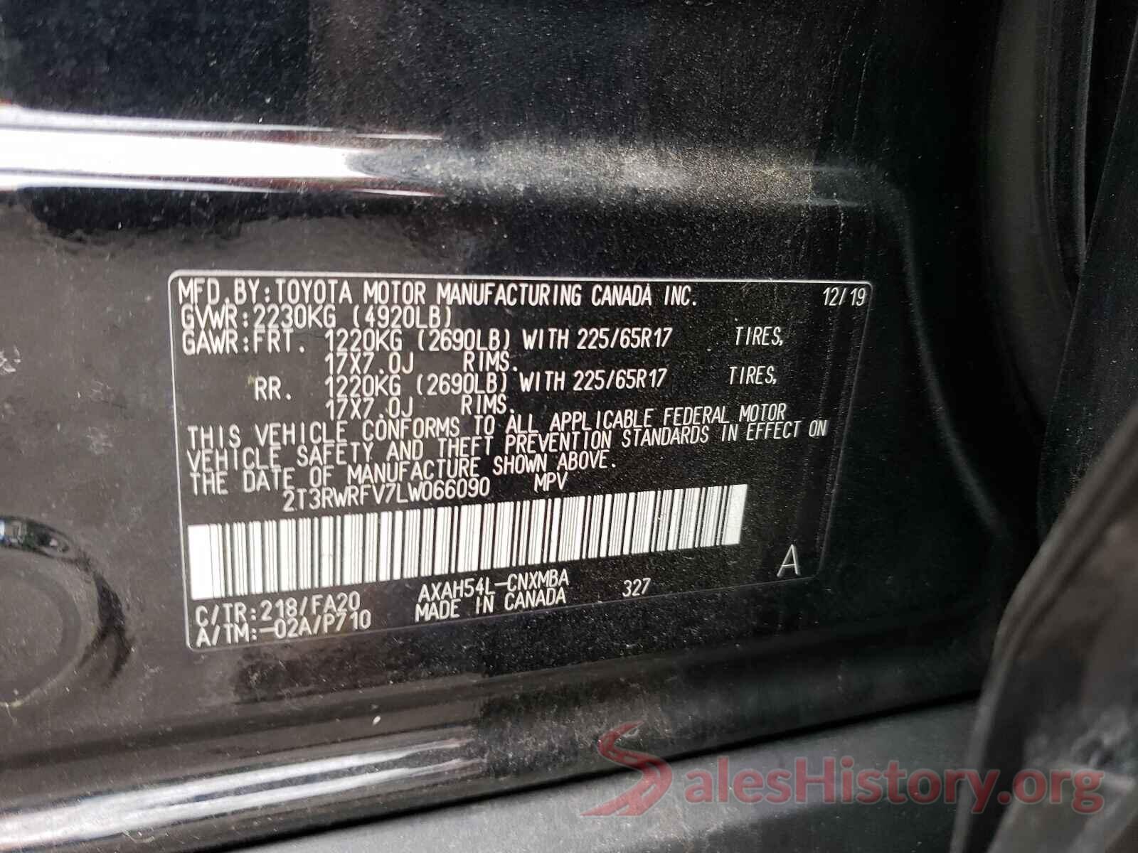 2T3RWRFV7LW066090 2020 TOYOTA RAV4