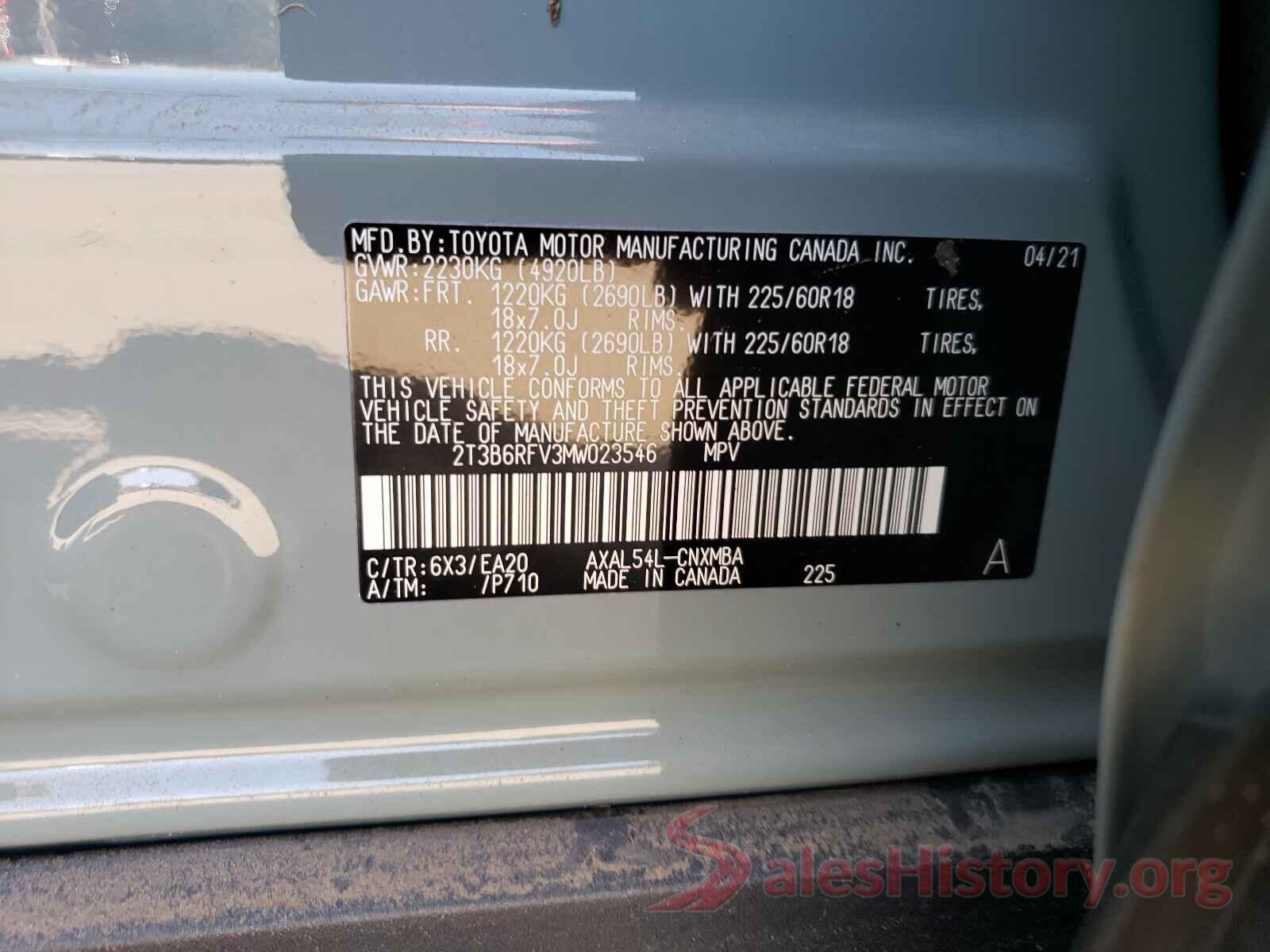 2T3B6RFV3MW023546 2021 TOYOTA RAV4