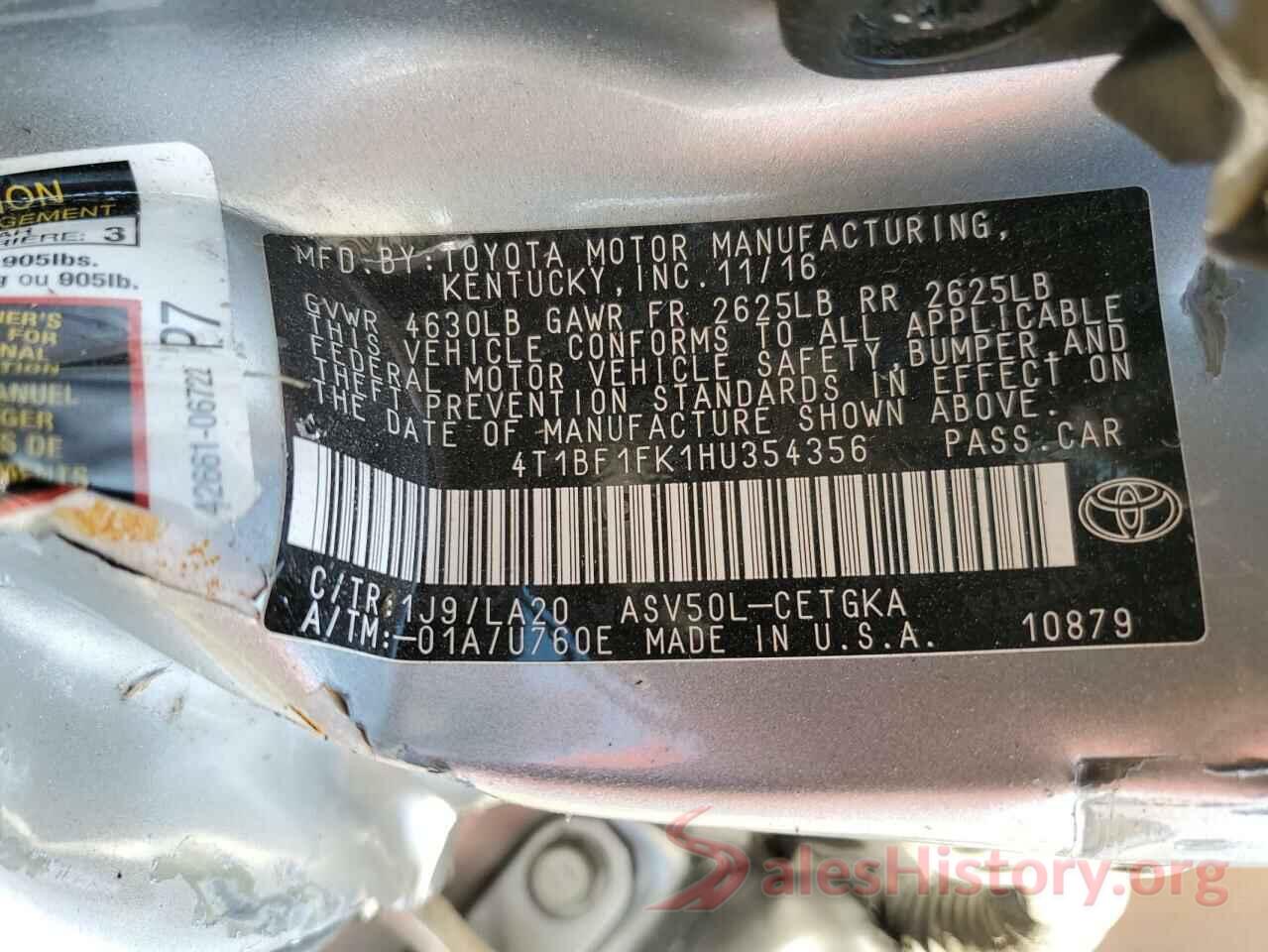 4T1BF1FK1HU354356 2017 TOYOTA CAMRY