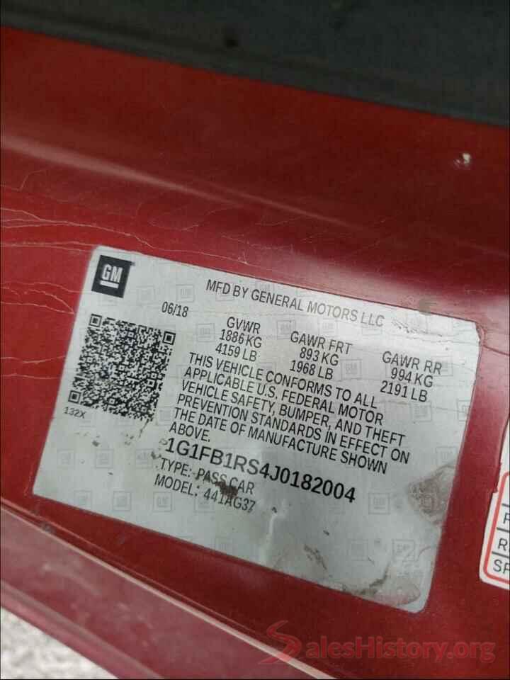 1G1FB1RS4J0182004 2018 CHEVROLET CAMARO