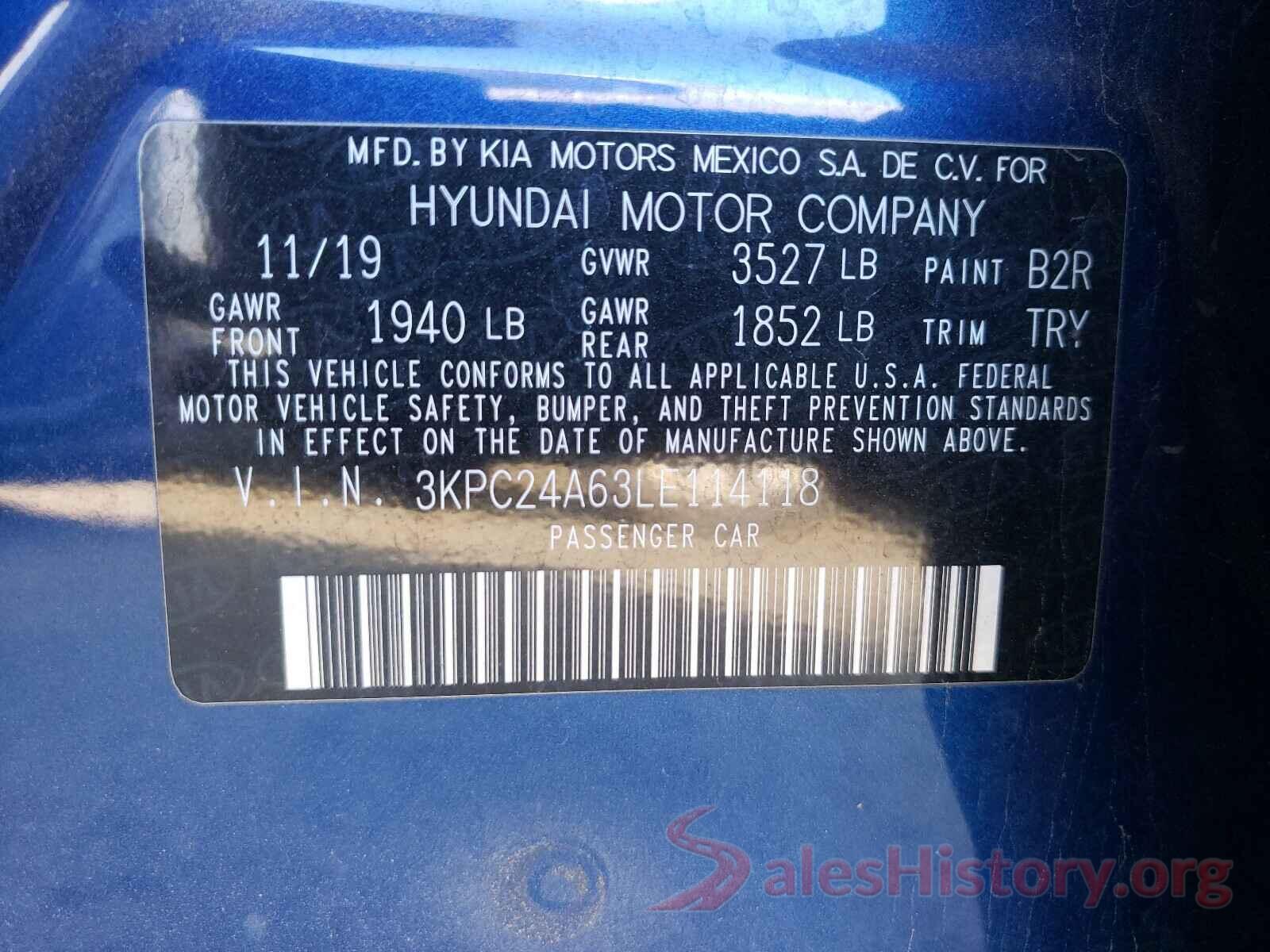 3KPC24A63LE114118 2020 HYUNDAI ACCENT