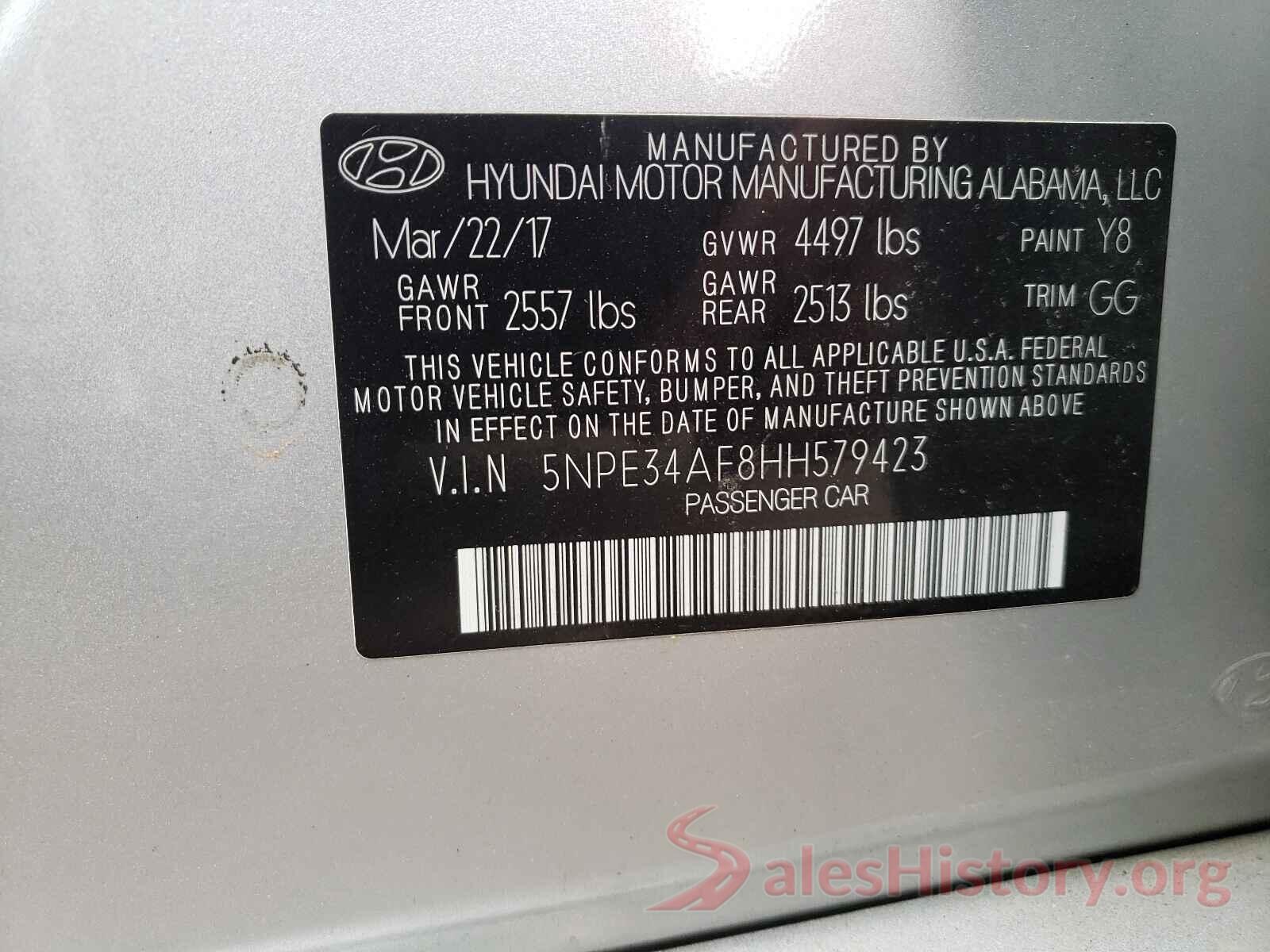 5NPE34AF8HH579423 2017 HYUNDAI SONATA