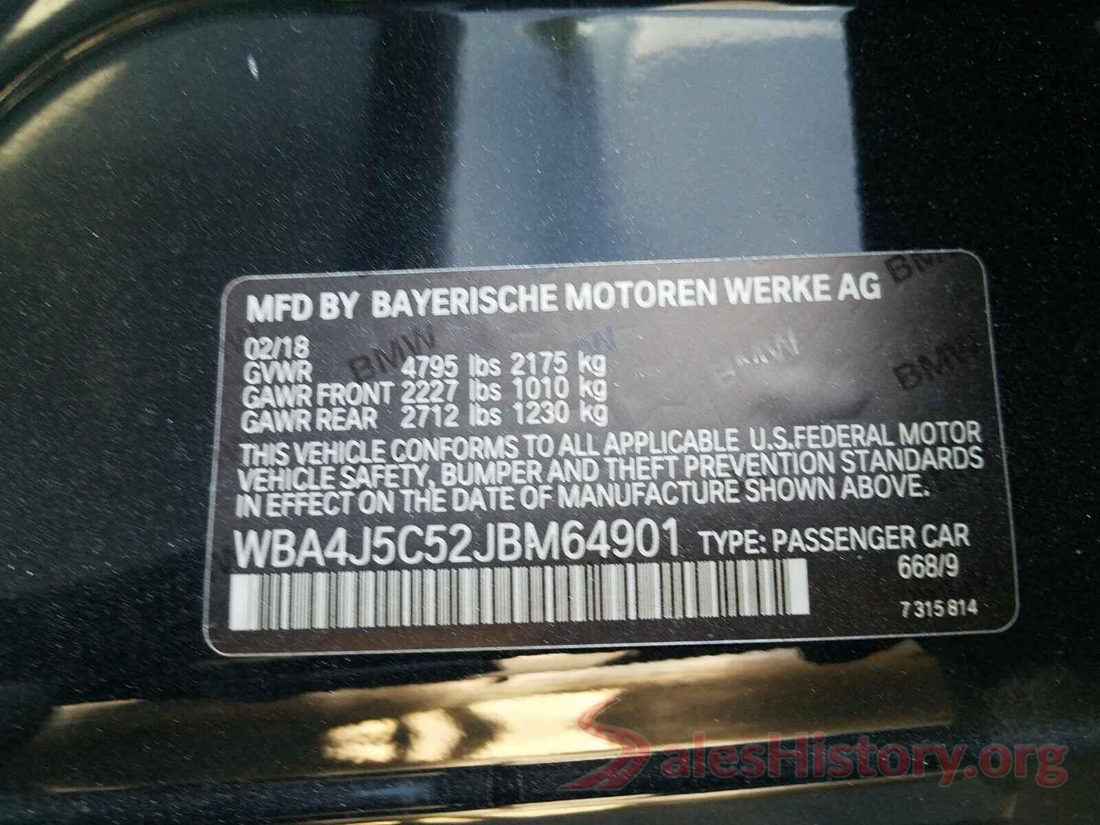 WBA4J5C52JBM64901 2018 BMW 4 SERIES