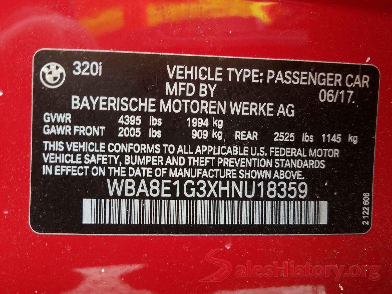 WBA8E1G3XHNU18359 2017 BMW 3 SERIES