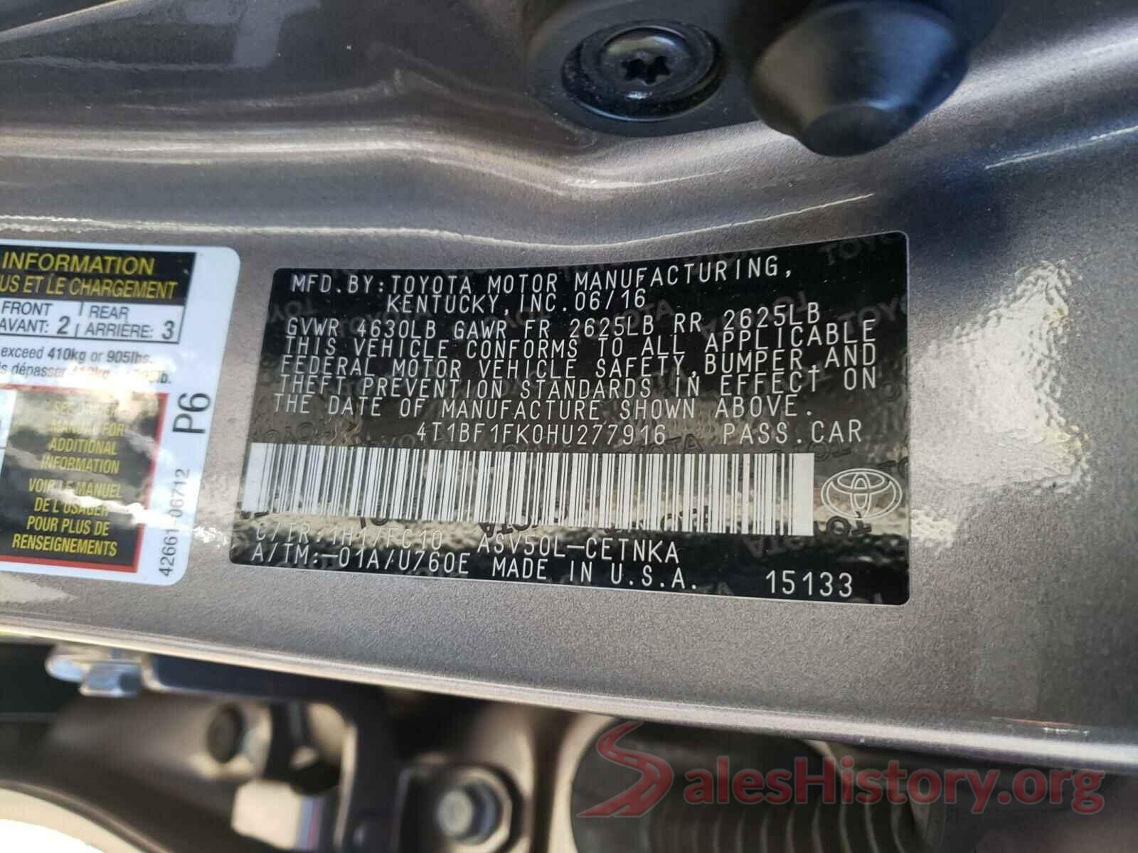 4T1BF1FK0HU277916 2017 TOYOTA CAMRY