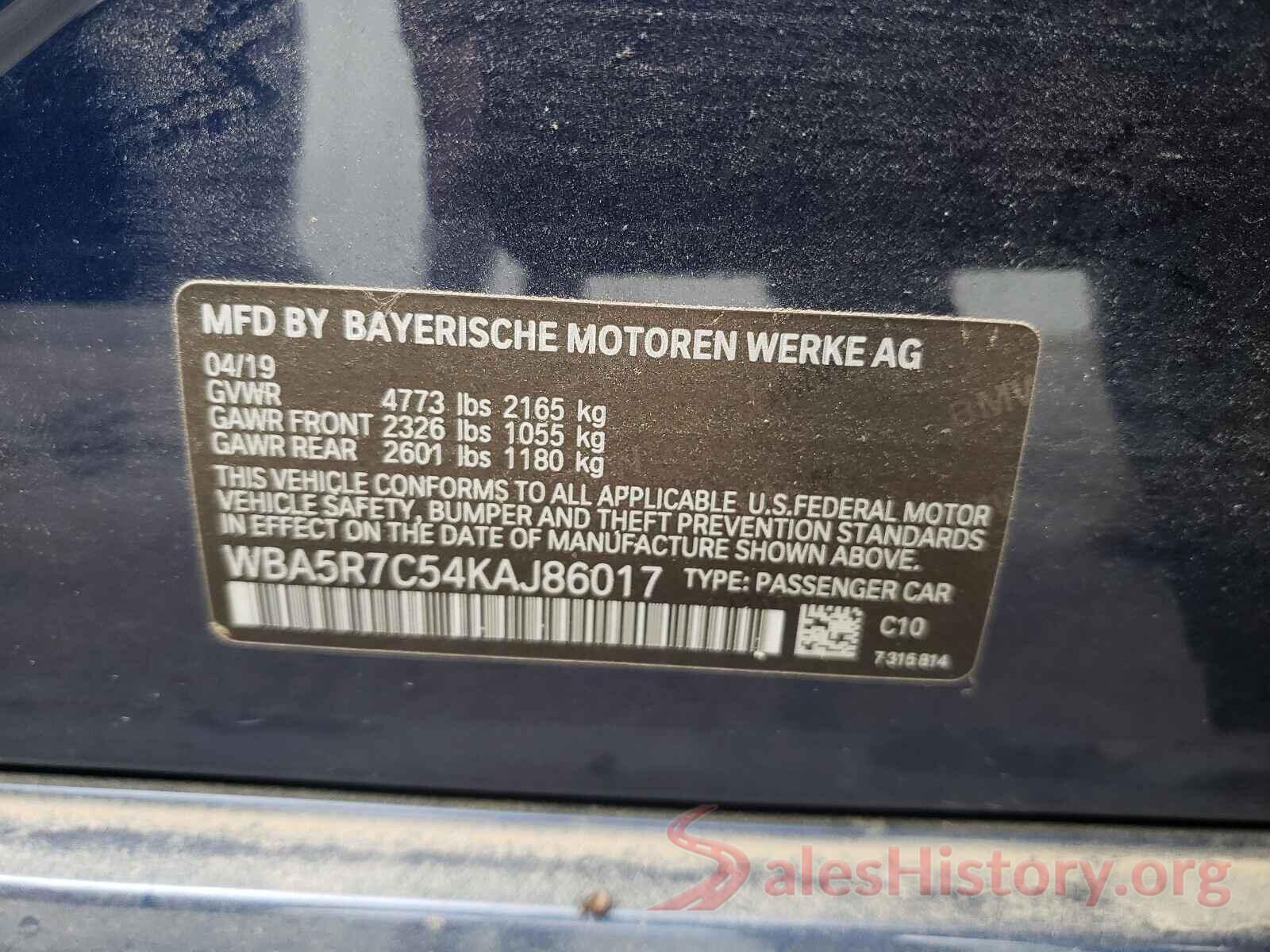 WBA5R7C54KAJ86017 2019 BMW 3 SERIES