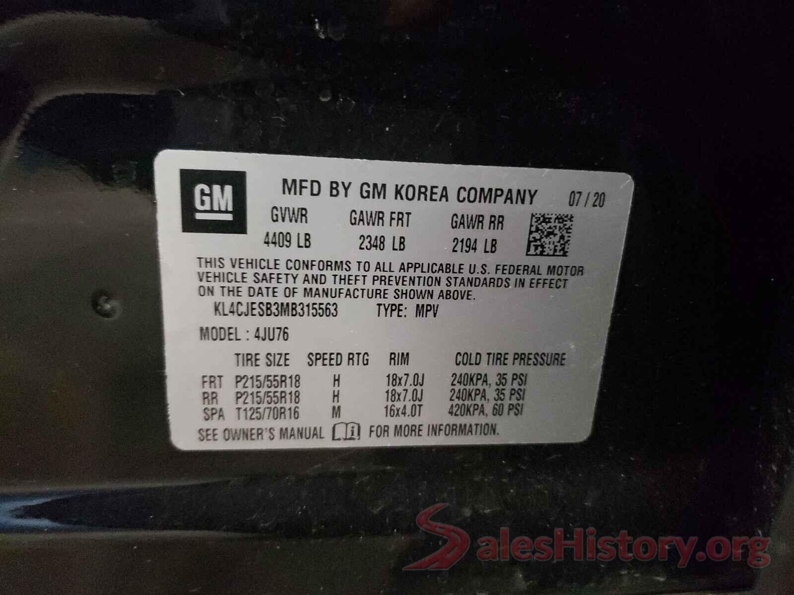 KL4CJESB3MB315563 2021 BUICK ENCORE