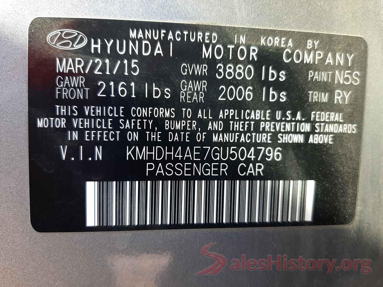 KMHDH4AE7GU504796 2016 HYUNDAI ELANTRA