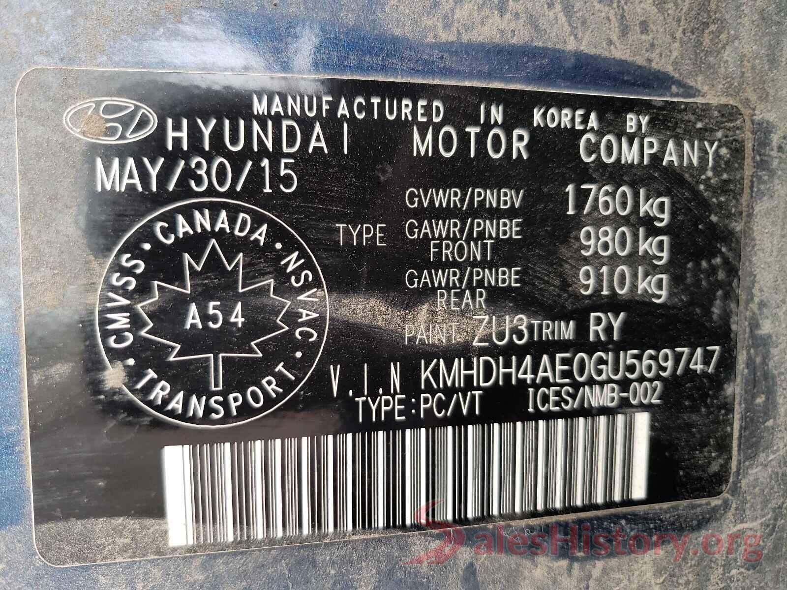 KMHDH4AE0GU569747 2016 HYUNDAI ELANTRA