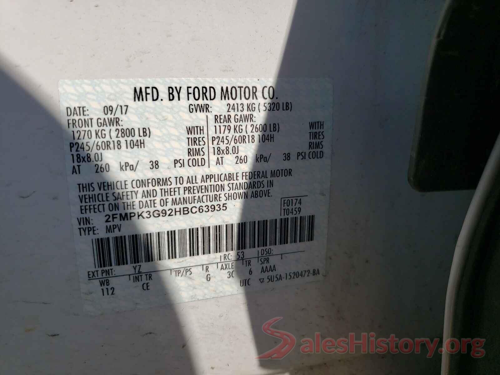 2FMPK3G92HBC63935 2017 FORD EDGE