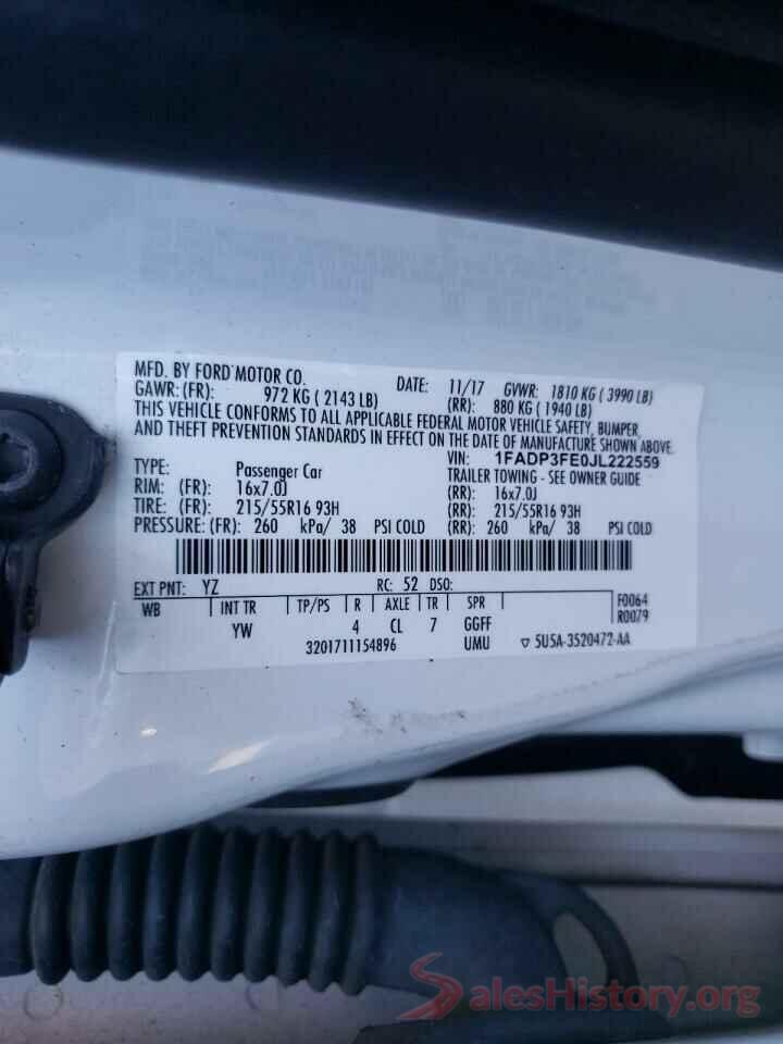 1FADP3FE0JL222559 2018 FORD FOCUS