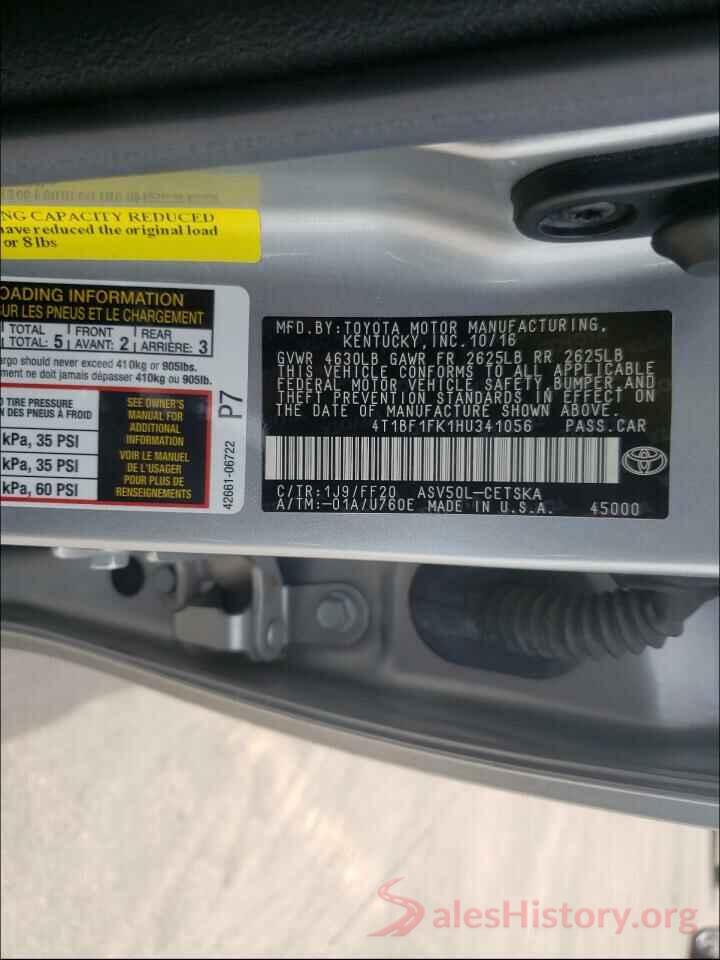 4T1BF1FK1HU341056 2017 TOYOTA CAMRY