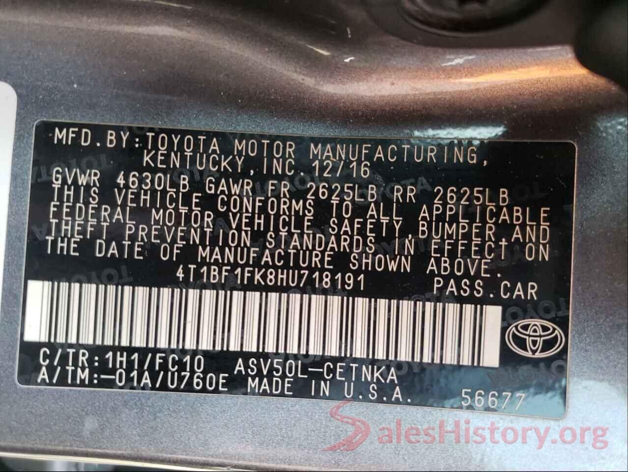 4T1BF1FK8HU718191 2017 TOYOTA CAMRY