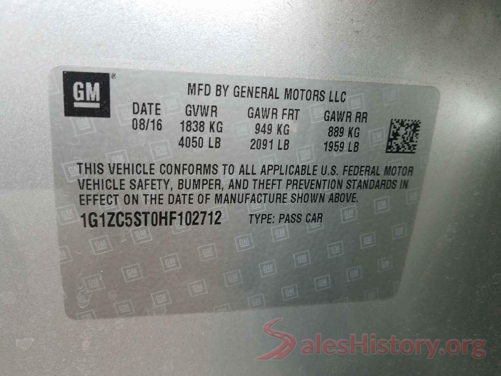 1G1ZC5ST0HF102712 2017 CHEVROLET MALIBU