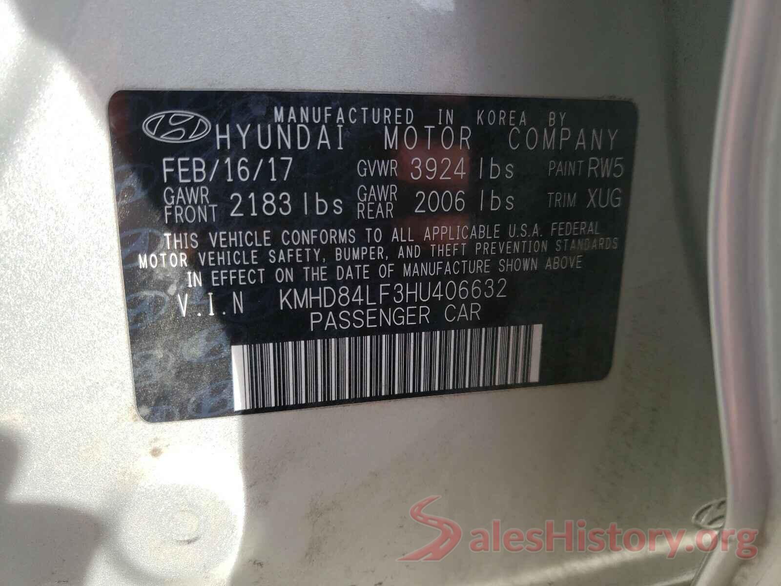 KMHD84LF3HU406632 2017 HYUNDAI ELANTRA