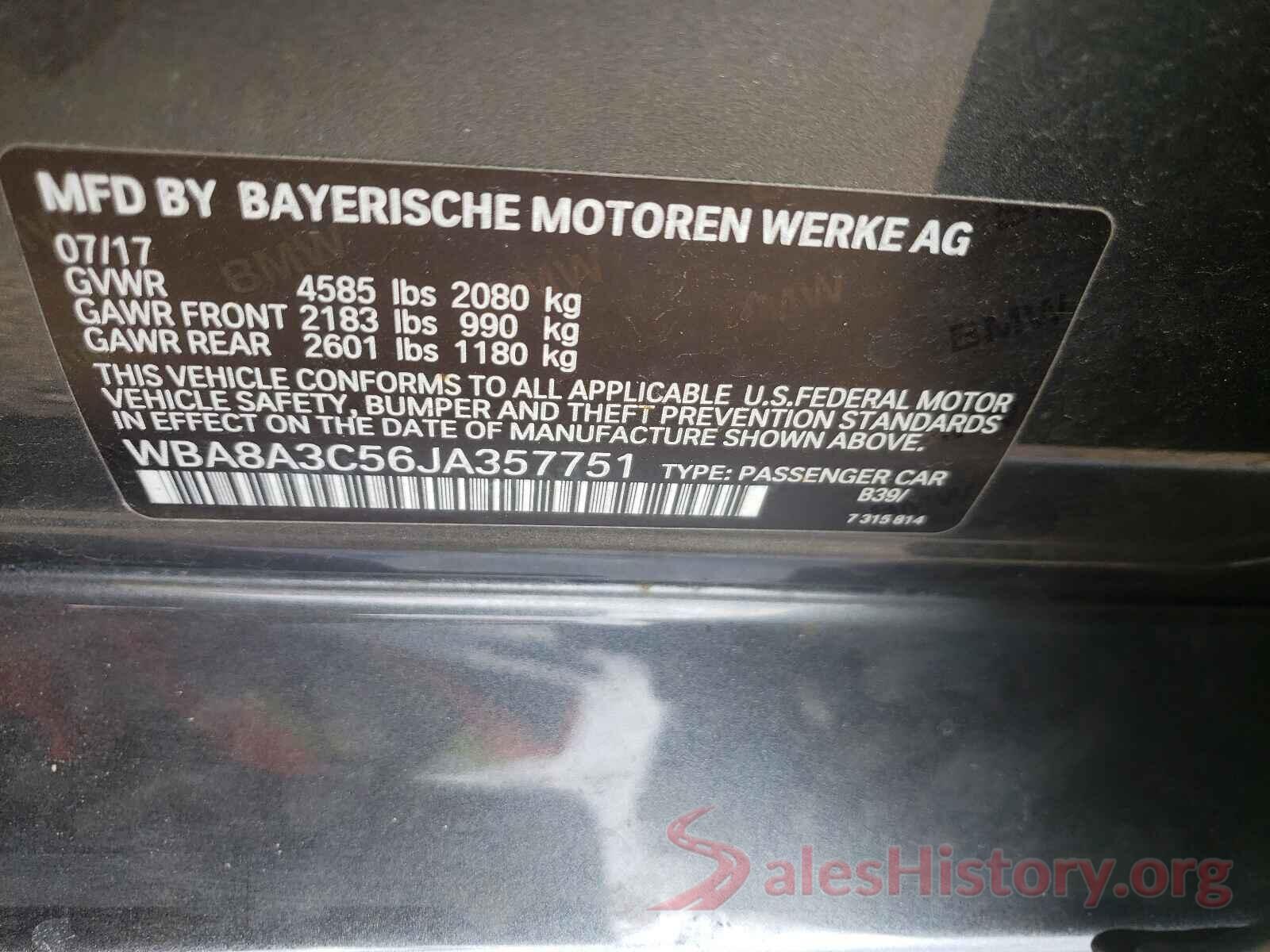 WBA8A3C56JA357751 2018 BMW 3 SERIES