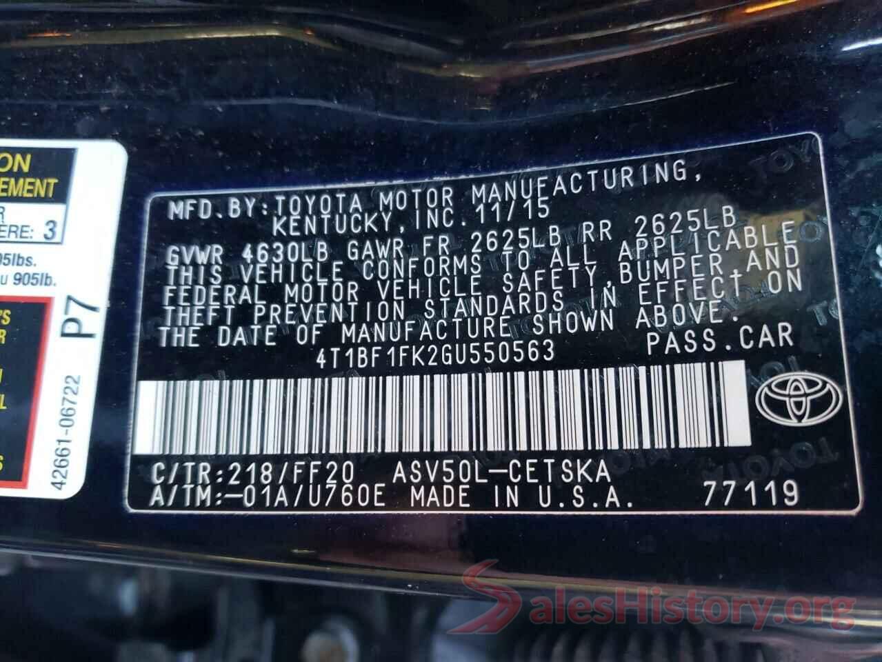 4T1BF1FK2GU550563 2016 TOYOTA CAMRY