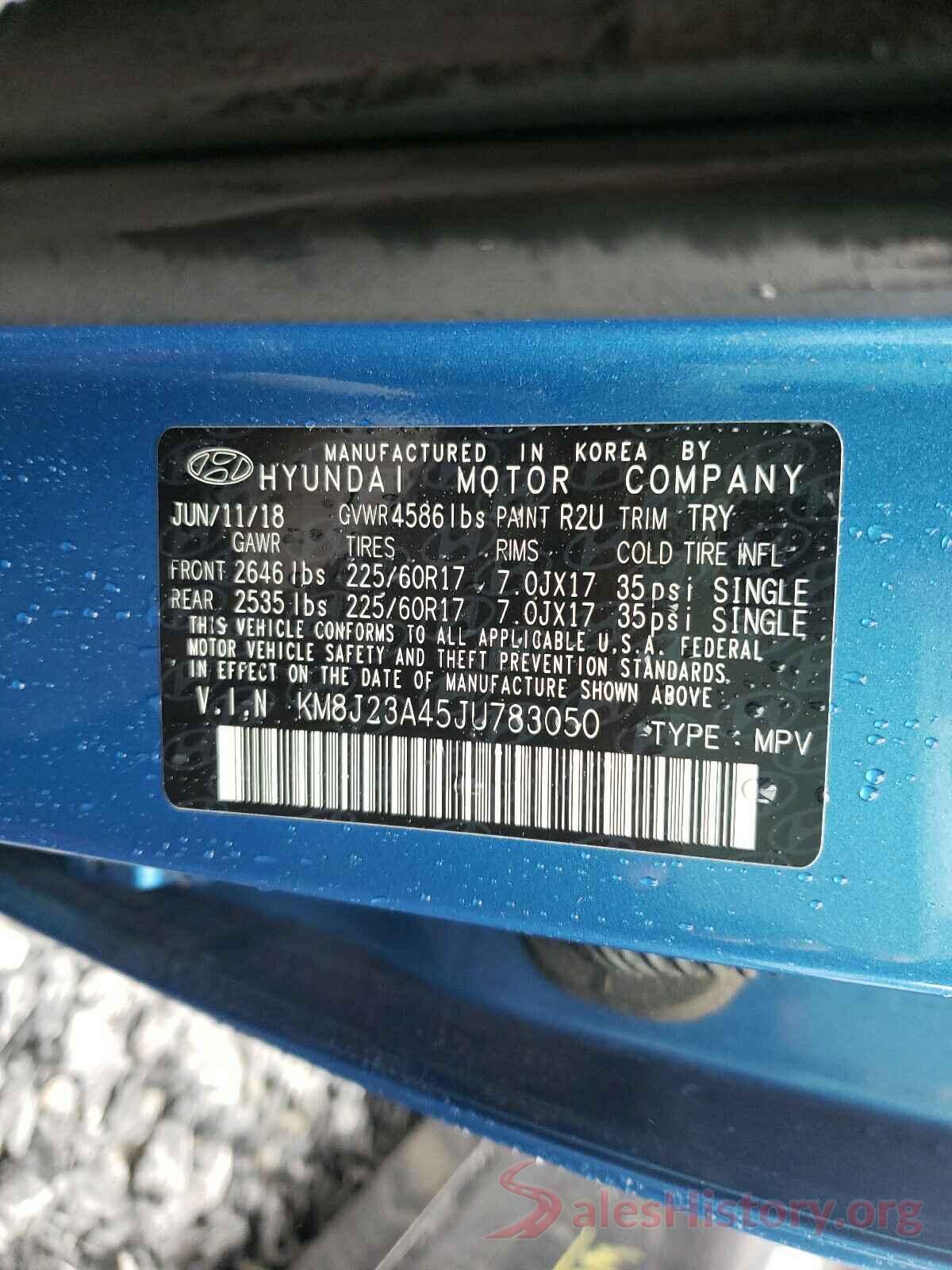 KM8J23A45JU783050 2018 HYUNDAI TUCSON