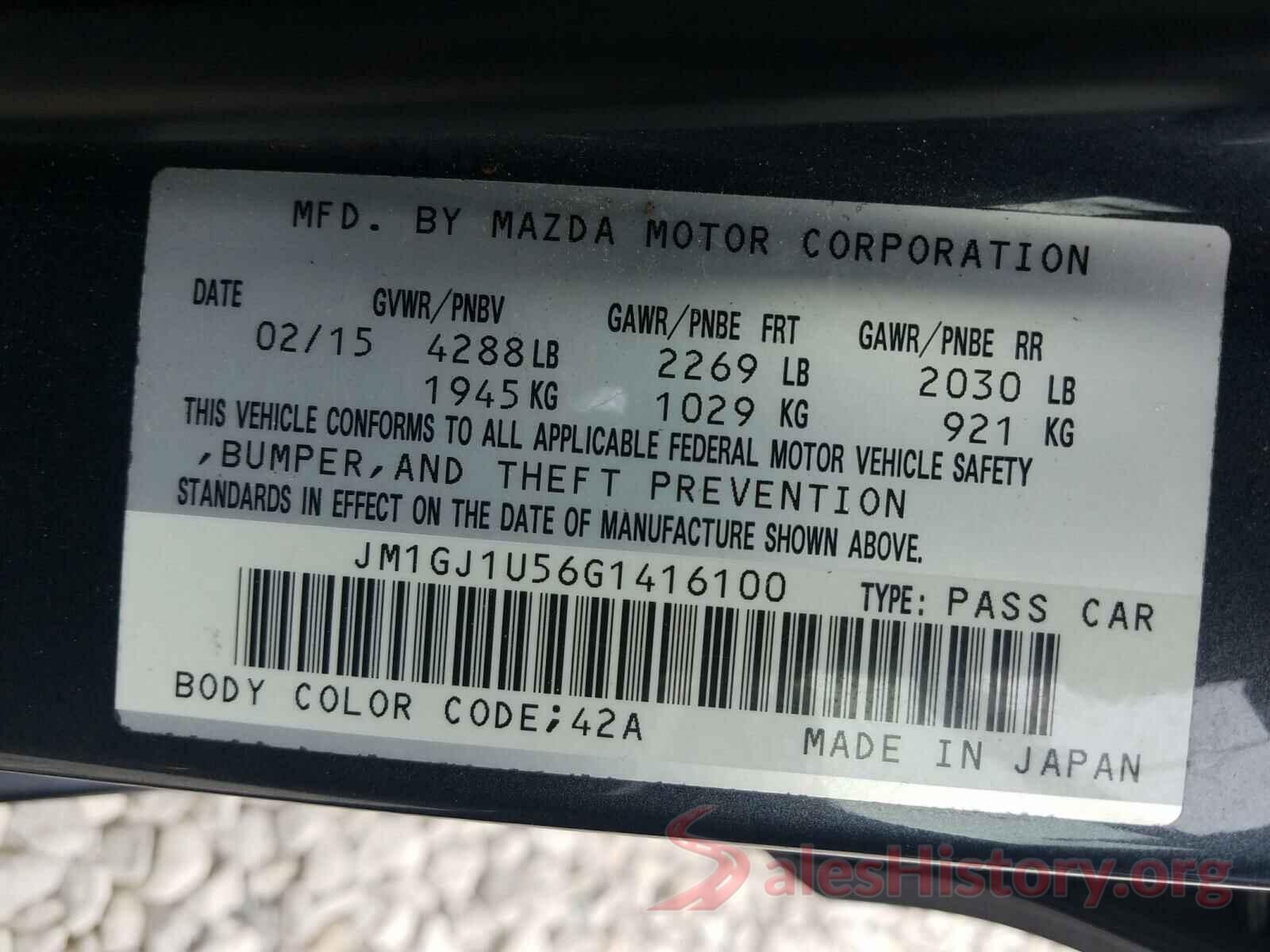 JM1GJ1U56G1416100 2016 MAZDA 6