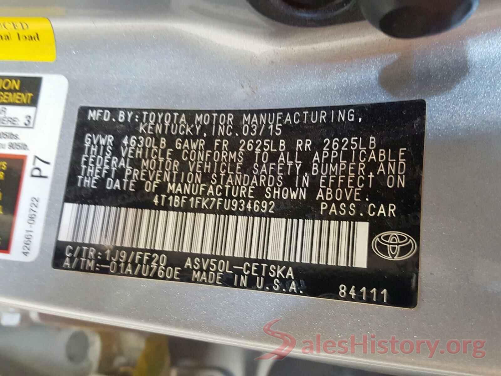 4T1BF1FK7FU934692 2015 TOYOTA CAMRY