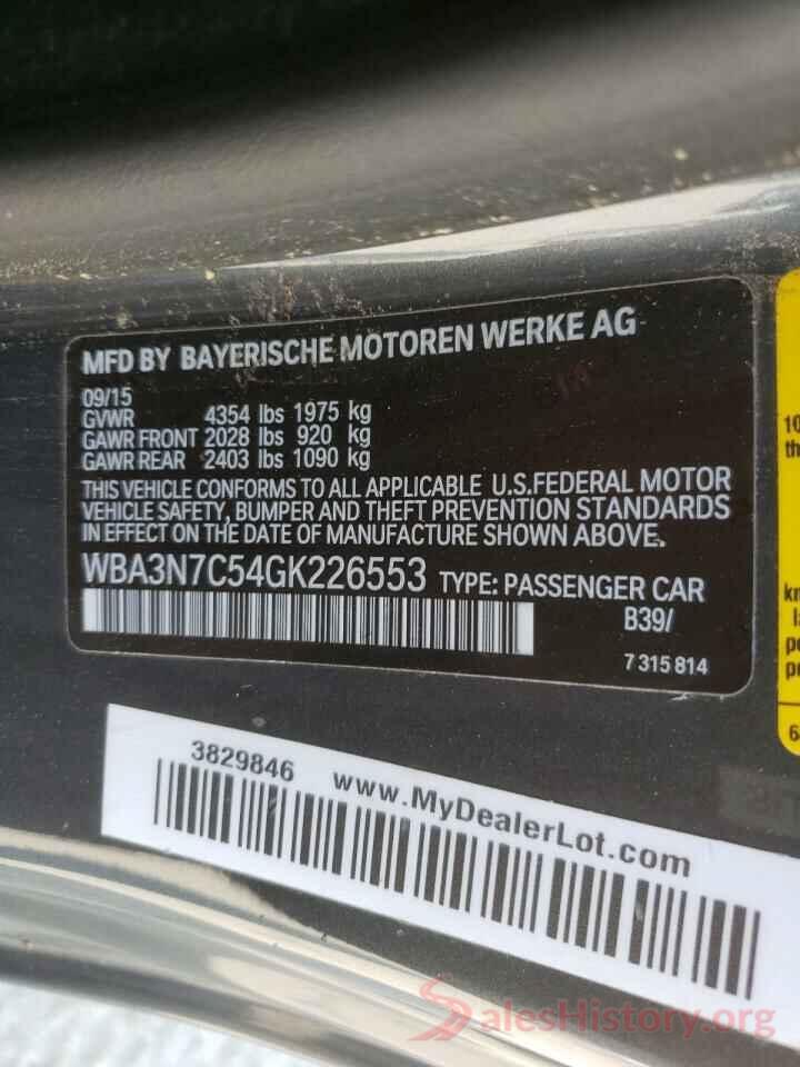 WBA3N7C54GK226553 2016 BMW 4 SERIES