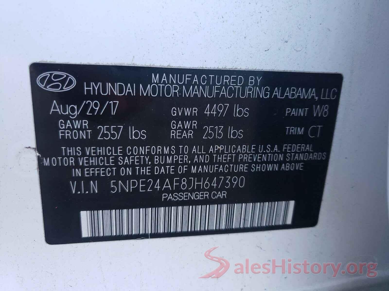 5NPE24AF8JH647390 2018 HYUNDAI SONATA