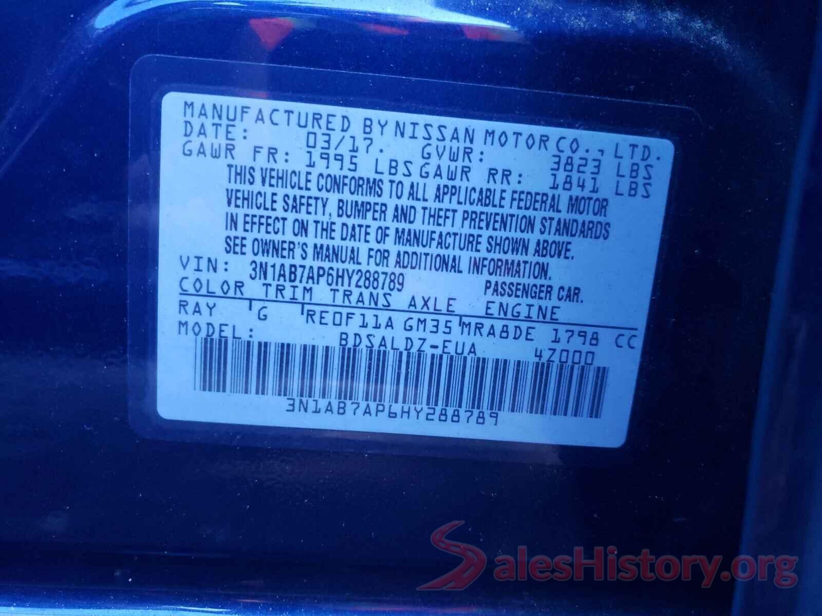 3N1AB7AP6HY288789 2017 NISSAN SENTRA