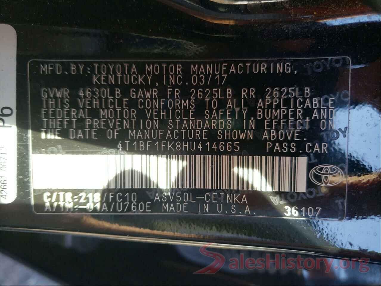 4T1BF1FK8HU414665 2017 TOYOTA CAMRY