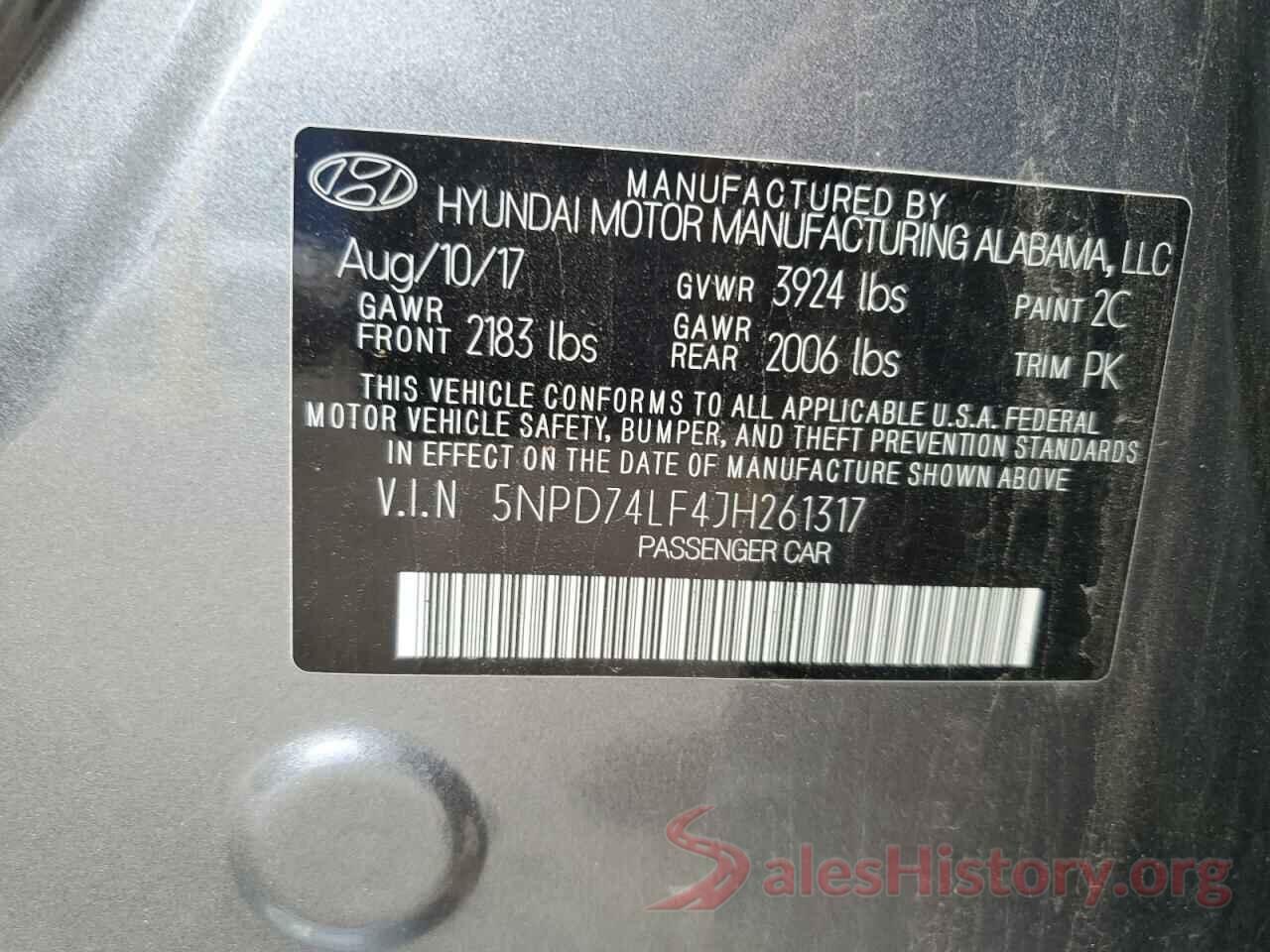 5NPD74LF4JH261317 2018 HYUNDAI ELANTRA