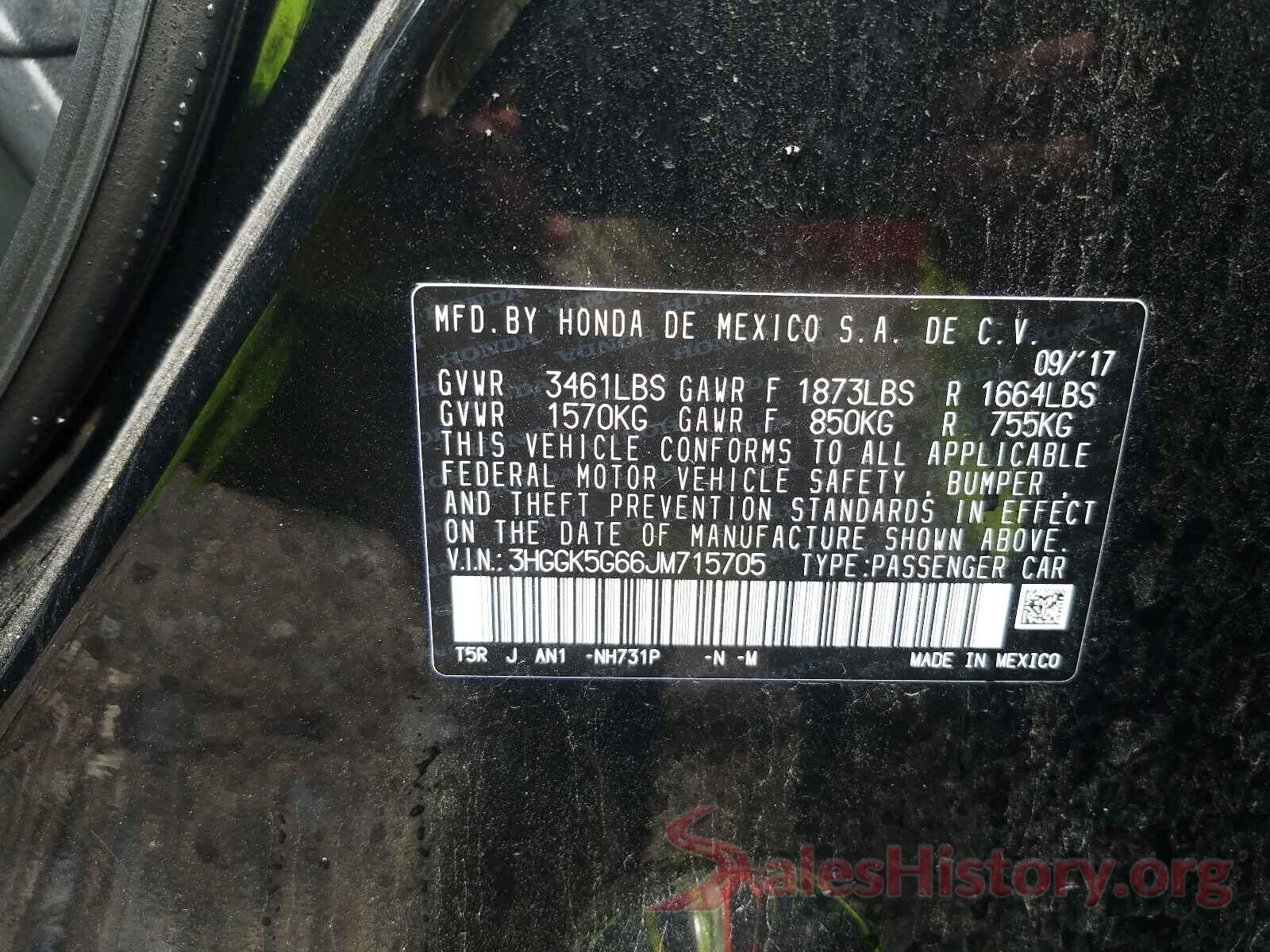 3HGGK5G66JM715705 2018 HONDA FIT