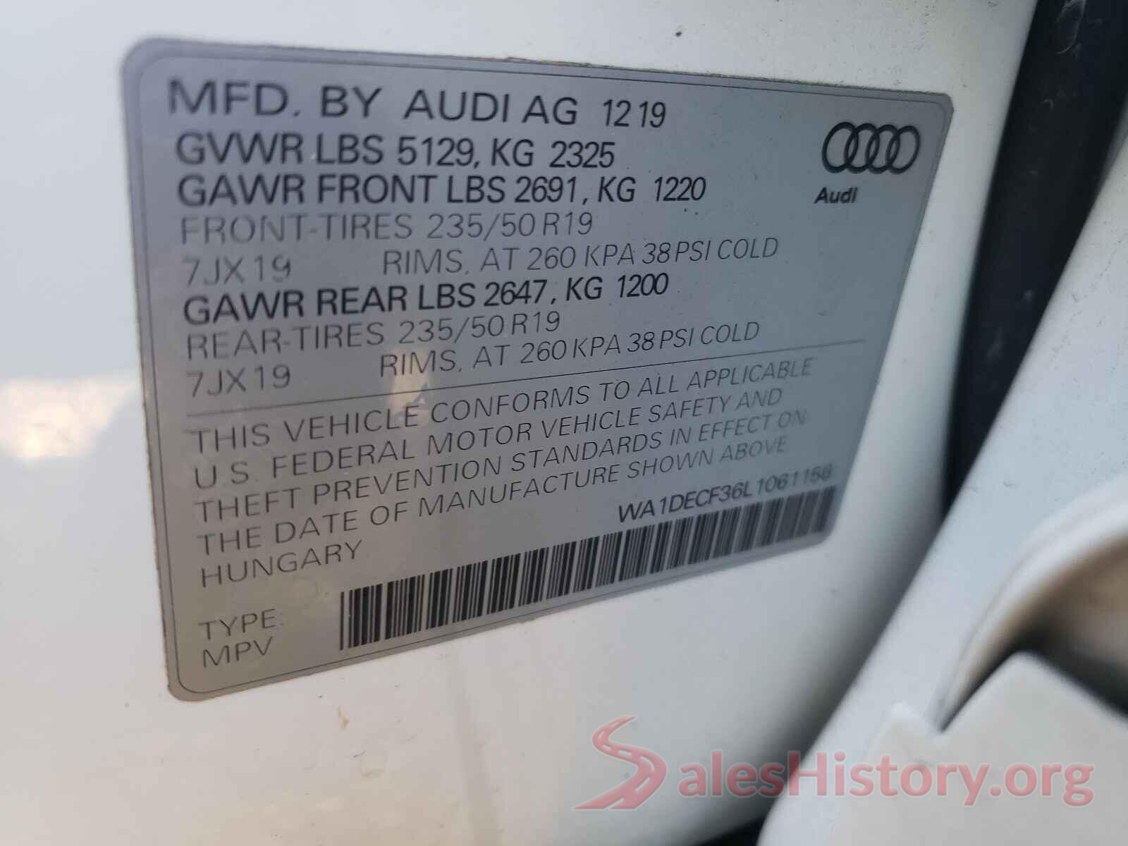 WA1DECF36L1061156 2020 AUDI Q3