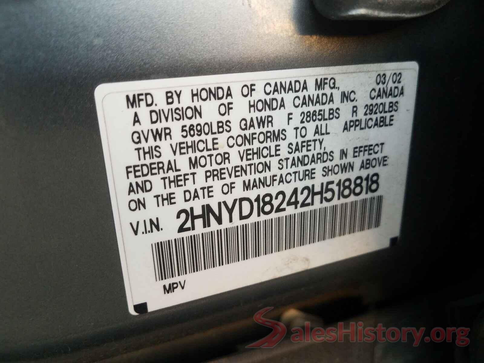 2HNYD18242H518818 2002 ACURA MDX