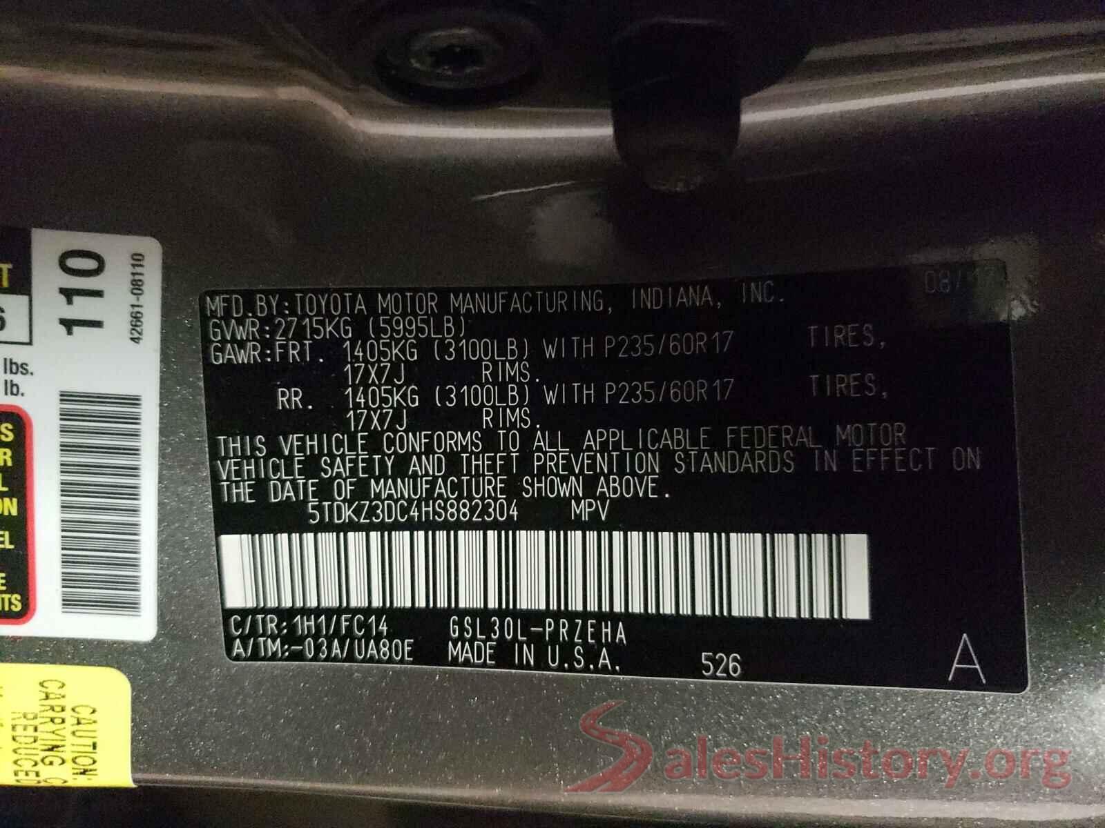 5TDKZ3DC4HS882304 2017 TOYOTA SIENNA