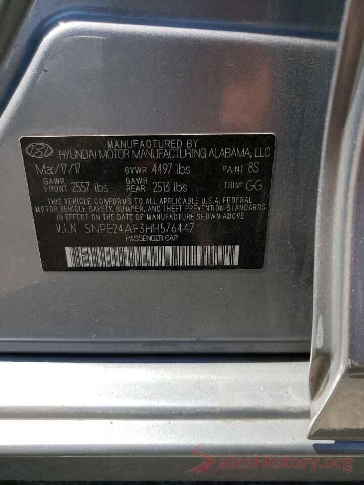 5NPE24AF3HH576447 2017 HYUNDAI SONATA