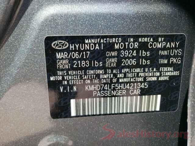 KMHD74LF5HU421345 2017 HYUNDAI ELANTRA