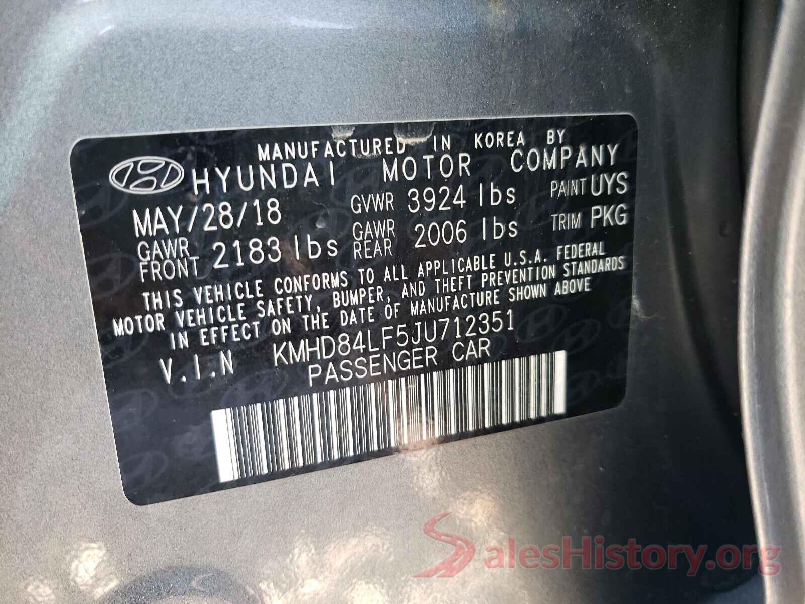 KMHD84LF5JU712351 2018 HYUNDAI ELANTRA