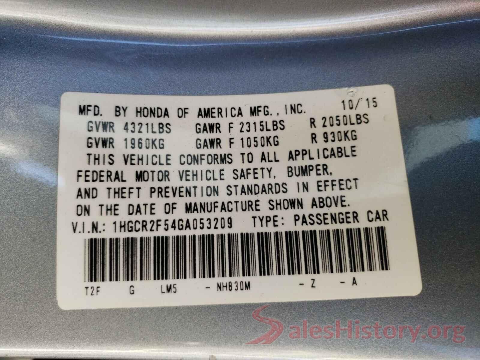 1HGCR2F54GA053209 2016 HONDA ACCORD