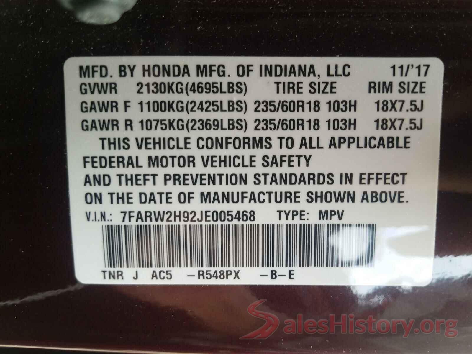 7FARW2H92JE005468 2018 HONDA CRV