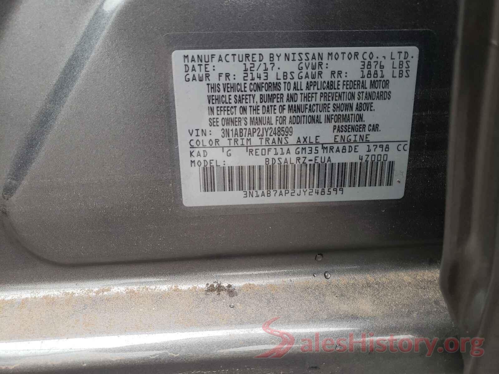 3N1AB7AP2JY248599 2018 NISSAN SENTRA