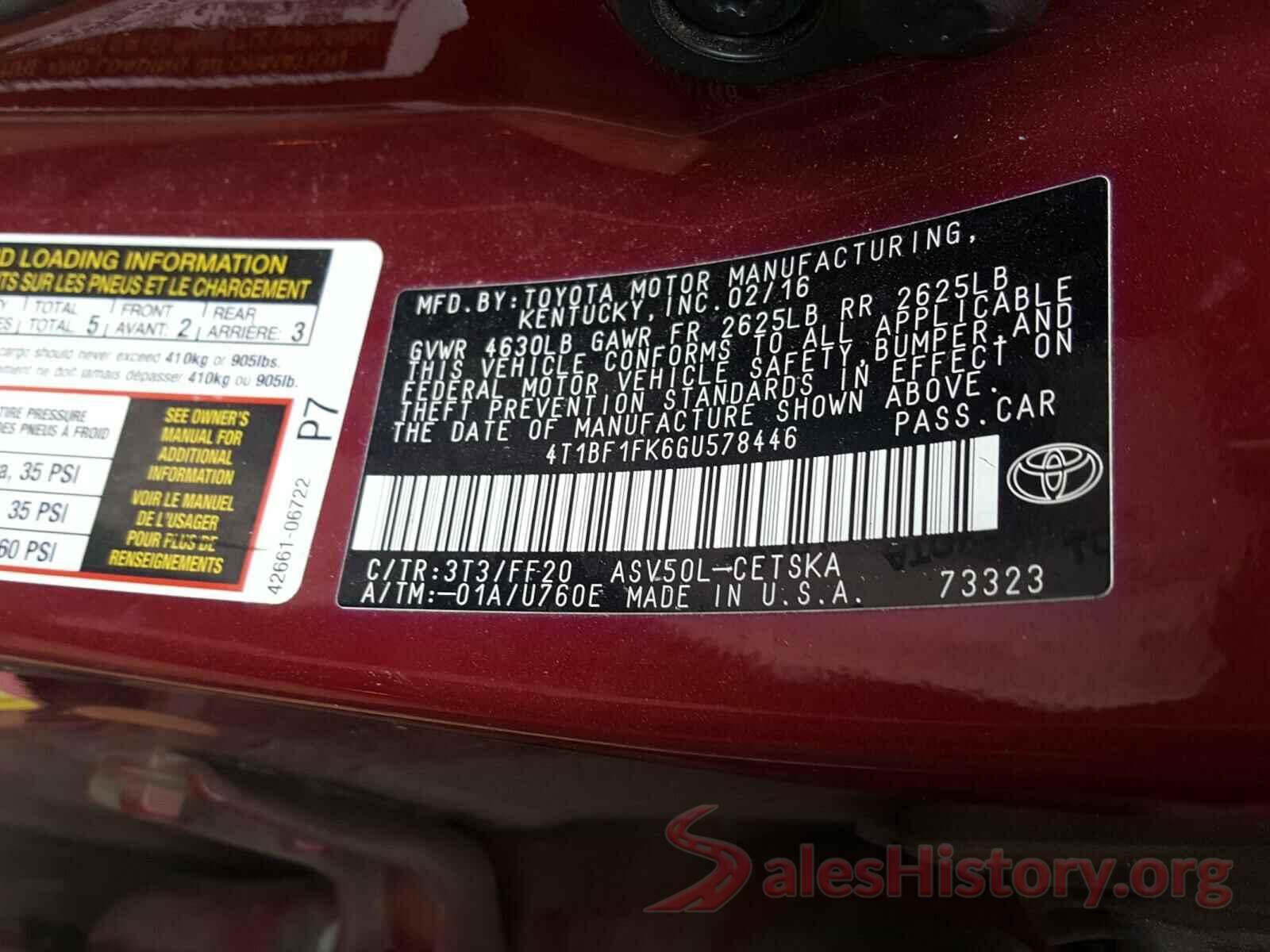 4T1BF1FK6GU578446 2016 TOYOTA CAMRY