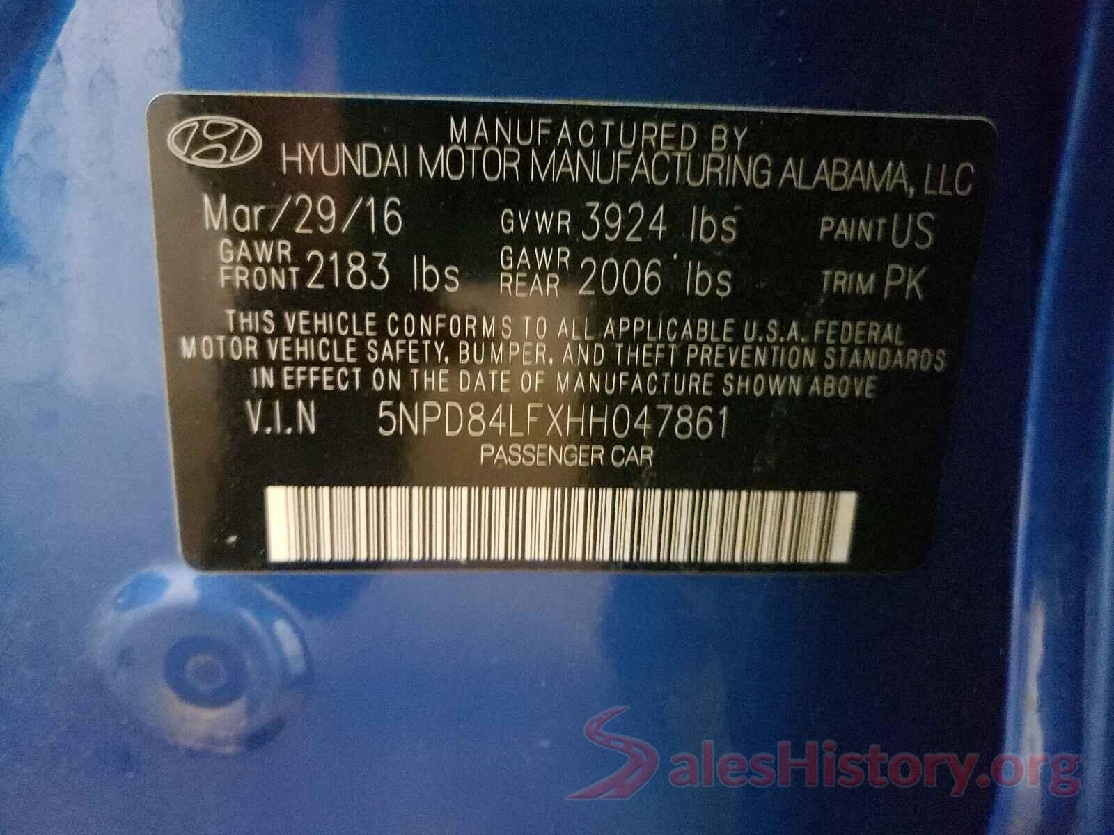 5NPD84LFXHH047861 2017 HYUNDAI ELANTRA