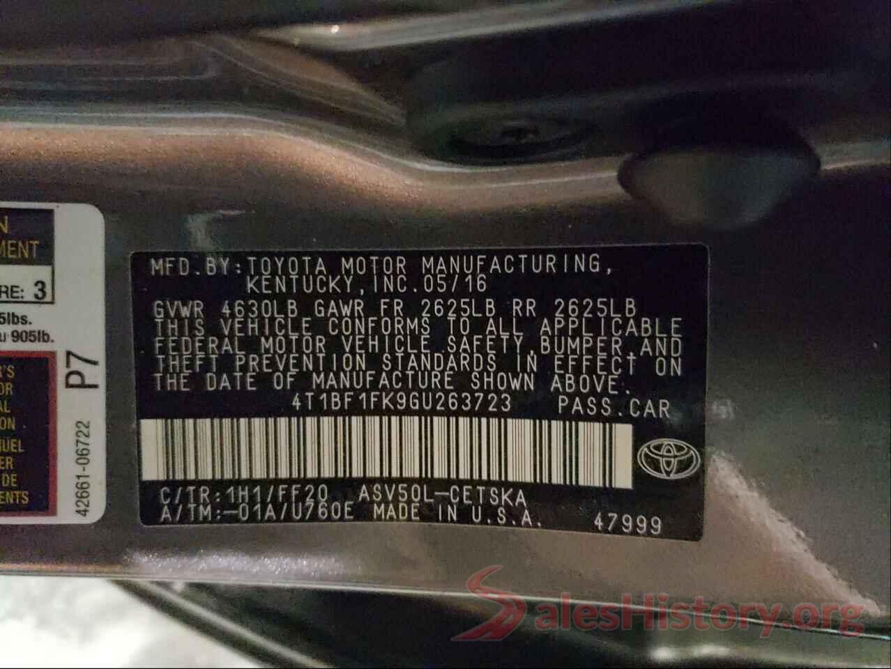 4T1BF1FK9GU263723 2016 TOYOTA CAMRY