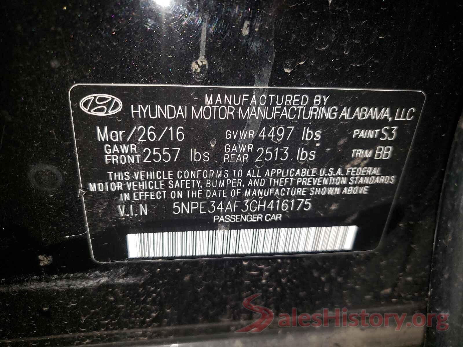 5NPE34AF3GH416175 2016 HYUNDAI SONATA