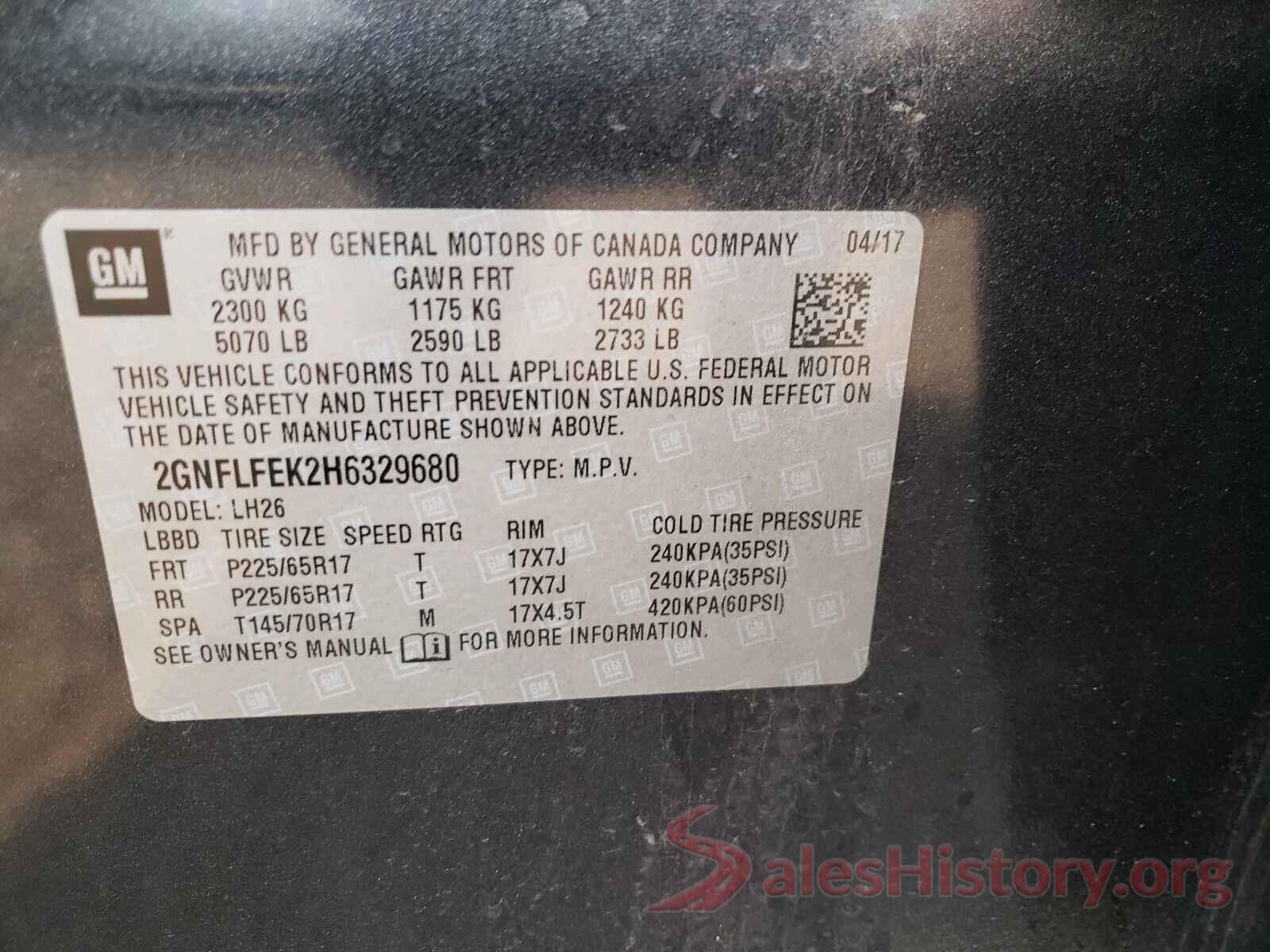 2GNFLFEK2H6329680 2017 CHEVROLET EQUINOX