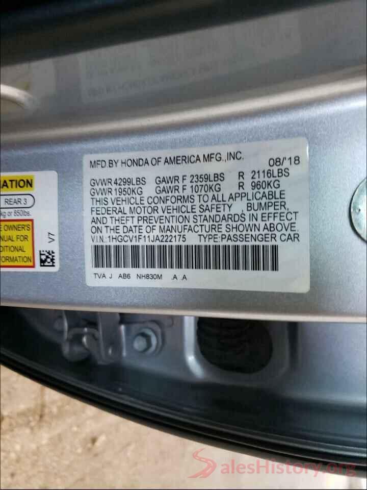 1HGCV1F11JA222175 2018 HONDA ACCORD